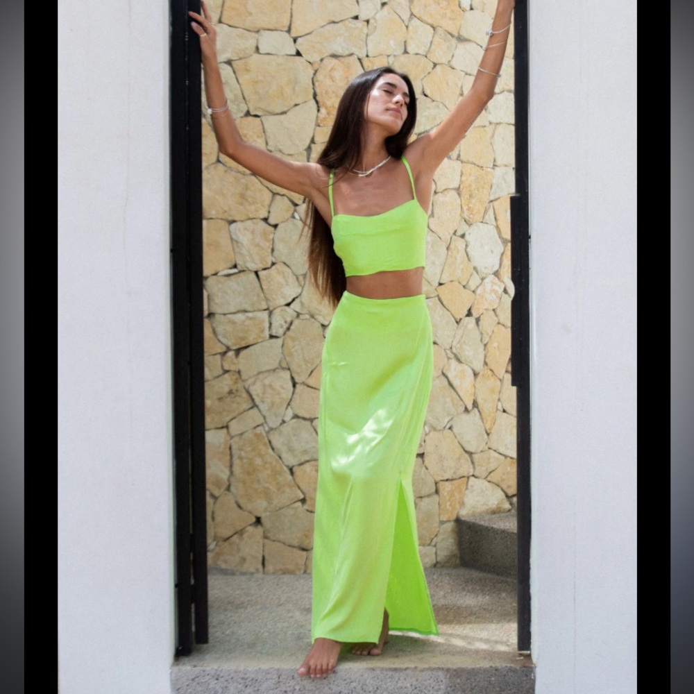 Fashion Nova Lime Green Maxi Set